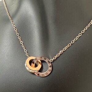 Roman Numerals Pendant Rose Gold Plated Necklace